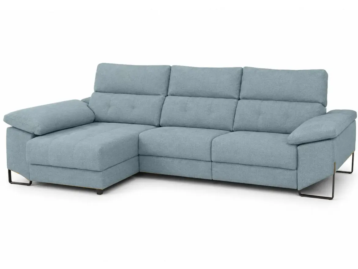 Chaiselongue Izquierda 312 cm Relax Eléctrico con Arcón Tapizado en Poliéster XENA