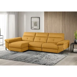 Chaiselongue Izquierda 312 cm Relax Eléctrico con Arcón Tapizado en Poliéster XENA