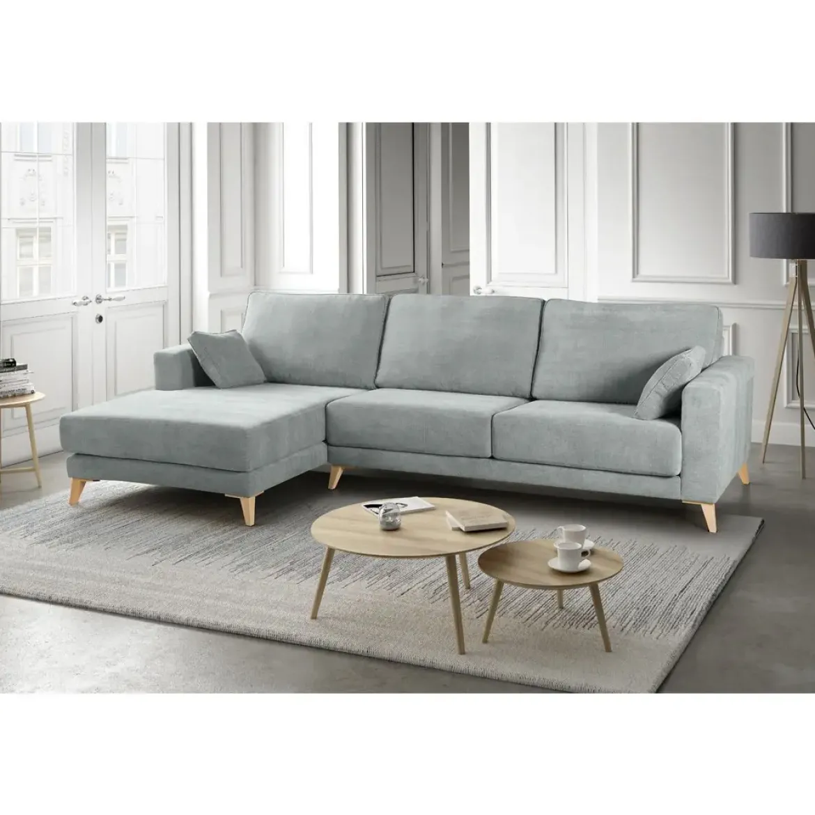 Chaiselongue Izquierda 3 Plazas 300 cm Tapizado en Poliéster GIOVANI