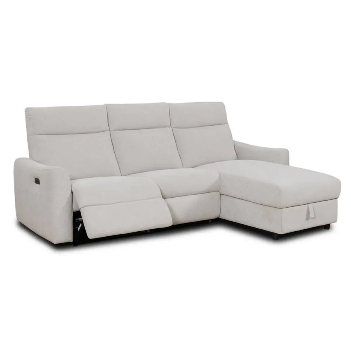 Chaise Longue Relax Eléctrico Reversible con Arcón Tapizado en Tela CHARLOTE