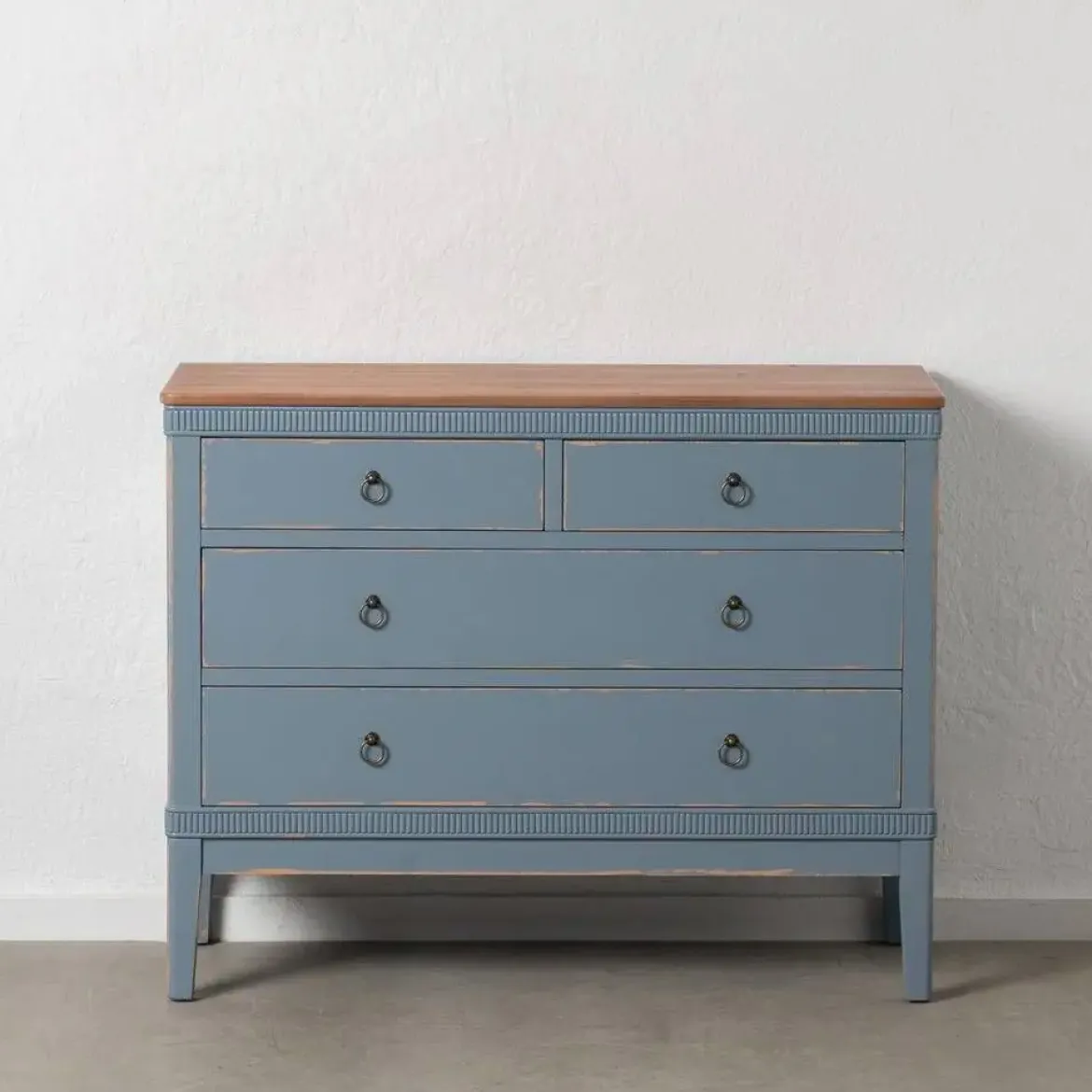 Cómoda Azul de Madera con 4 Cajones y Patas Altas 115 cm 610590