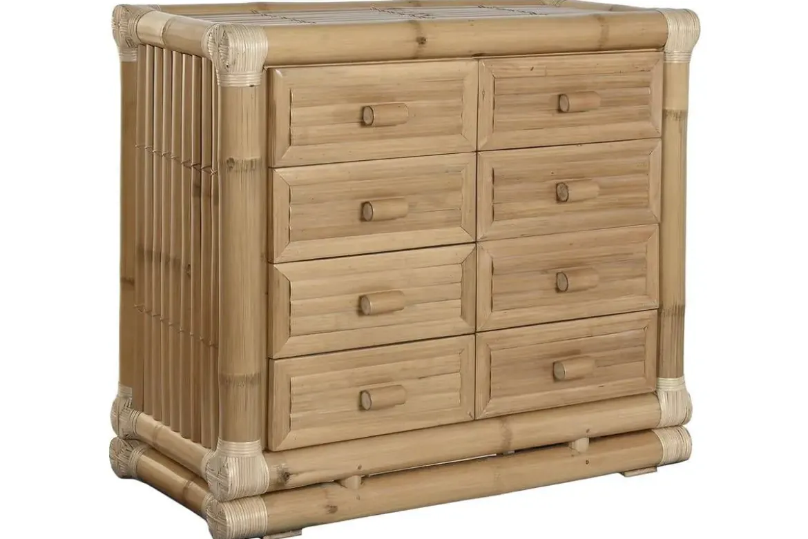 Cómoda de Dormitorio en Bambú y Ratán Natural MB-221751