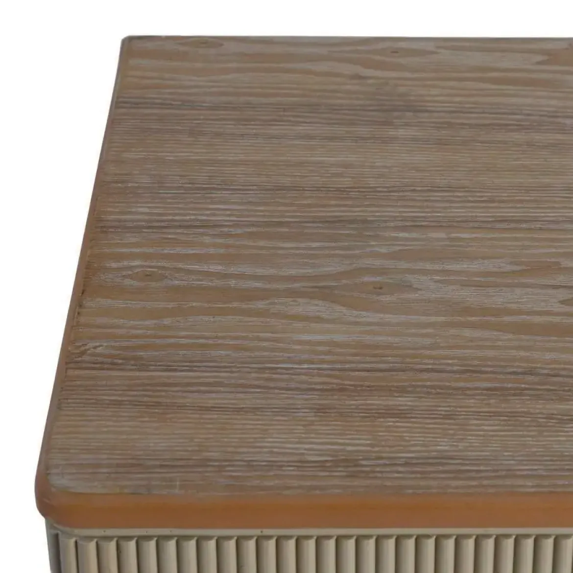 Cómoda de Dormitorio Estructura en Madera Natural y Crema Envejecido 4 Cajones 615204