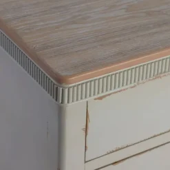 Cómoda de Dormitorio Estructura en Madera Natural y Crema Envejecido 4 Cajones 615204