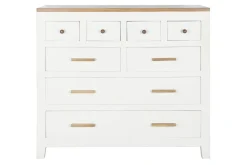 Cómoda de Madera Blanca con 8 Cajones en Mango y Acacia MB-207442