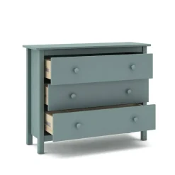 Cómoda de Madera Color Verde Petróleo con 3 Cajones MAX