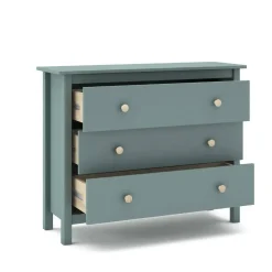 Cómoda de Madera Color Verde Petróleo con 3 Cajones MAX
