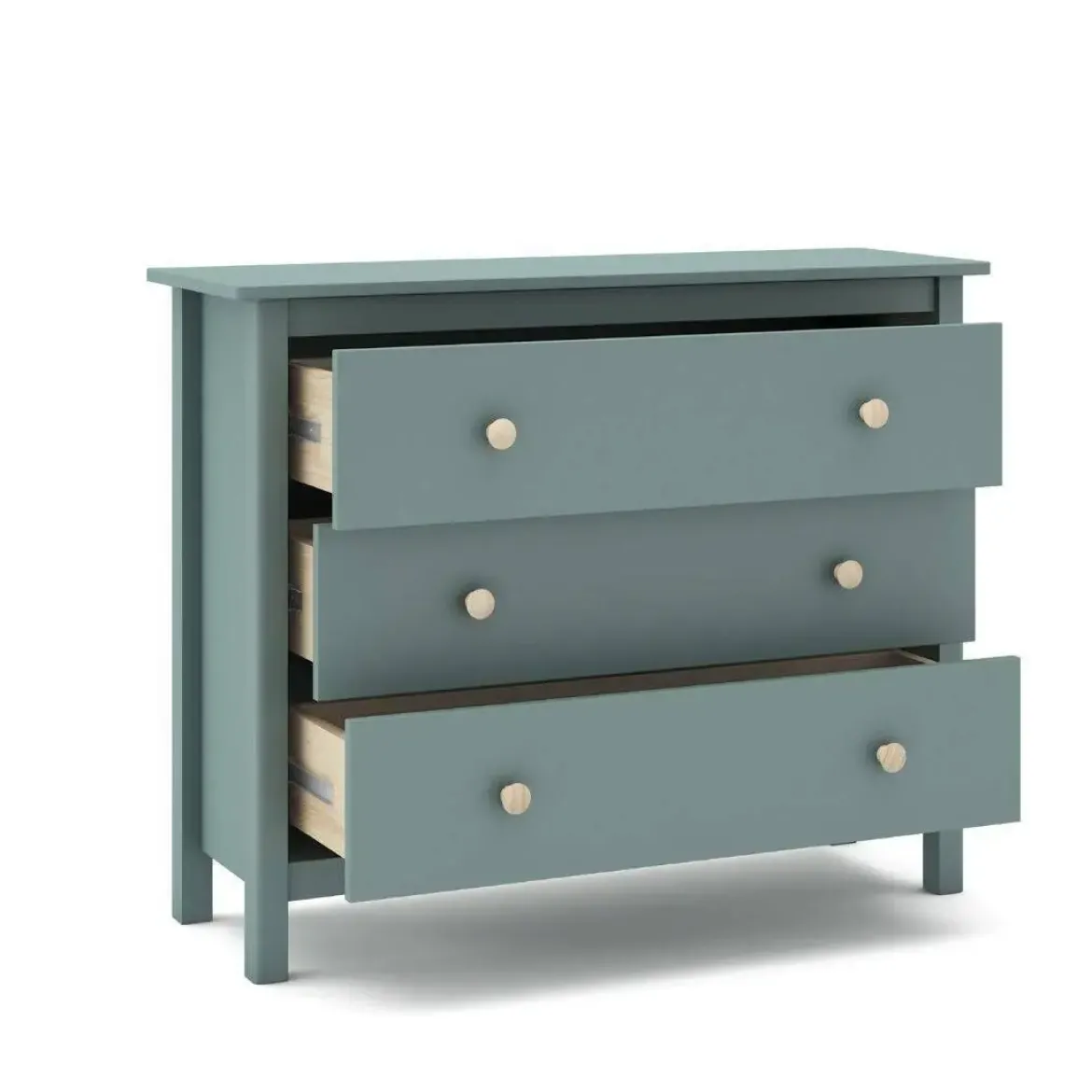 Cómoda de Madera Color Verde Petróleo con 3 Cajones MAX