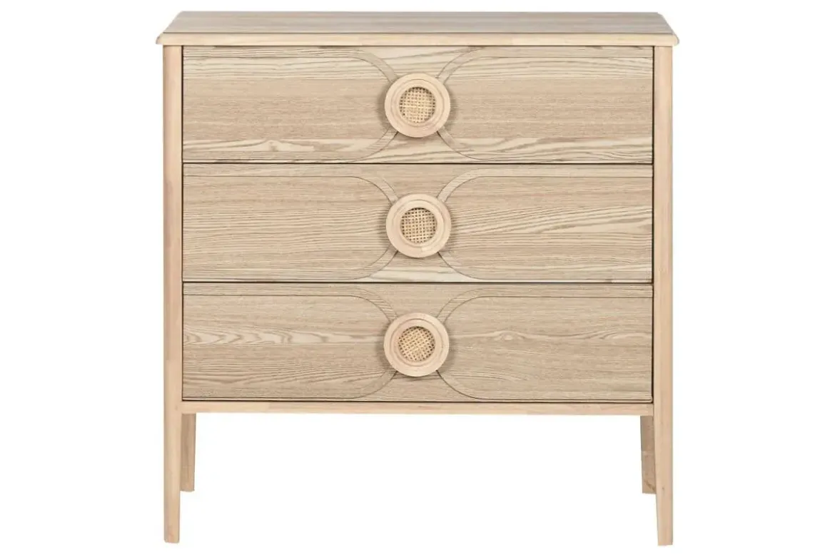 Cómoda de Madera de Abeto con 3 Cajones Natural MB-219391