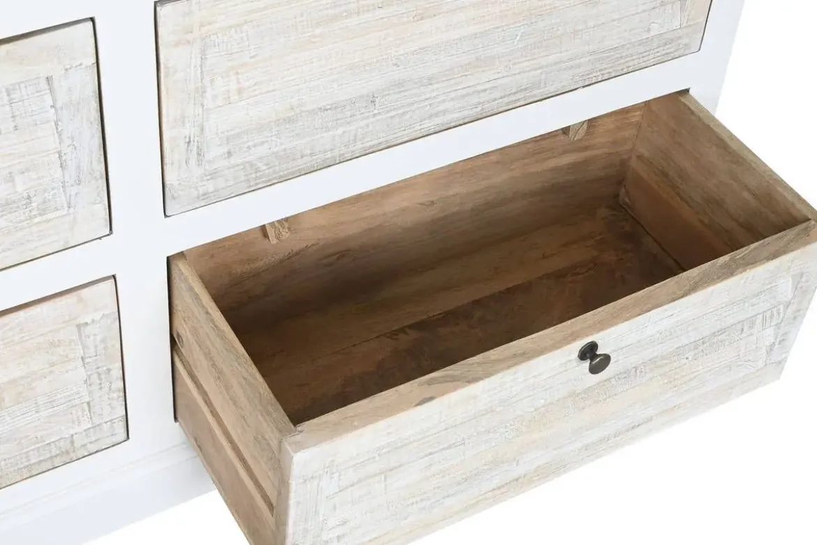 Cómoda de Madera de Mango Blanca con 6 Cajones MB-219427