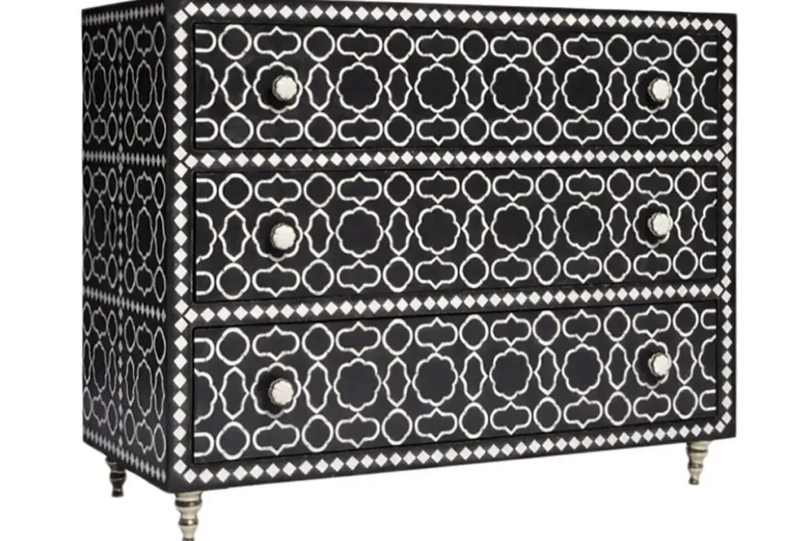 Cómoda de Madera de Mango y Hueso 3 Cajones MB-228444