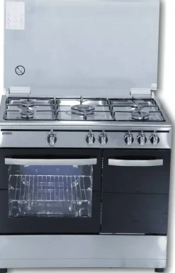 Cocina ROMMER 5 Fuegos Inox Horno Gas Triple Corona CH906XFGPBI