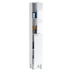 Columna de Baño Blanca con 2 Puertas y Estantes Regulables KONCEPT 305260BO