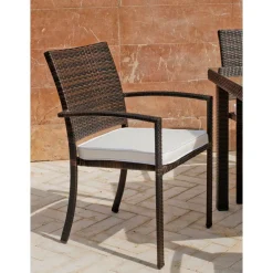 Comedor de Jardín con Mesa de Cristal Marrón 150 cm BAHÍA