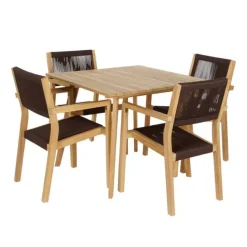 Comedor de Jardín de Madera de Teca con Mesa Cuadrada MB-204125