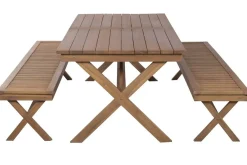 Comedor de Jardín de Teca con Mesa y Bancos MB-224650