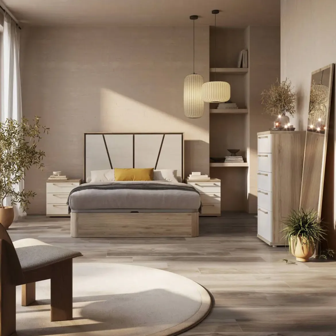 Composición de Dormitorio Acabado Roble Natural KRONOS 5 N 816