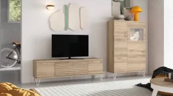 Composición de Salón 260 cm Moderna en Roble Natural KRONOS.5N 607