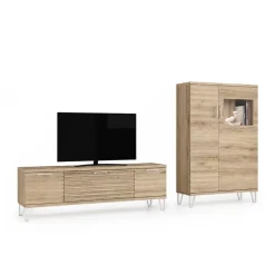 Composición de Salón 260 cm Moderna en Roble Natural KRONOS.5N 607