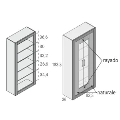 Composición de Salón de 318 cm Blanco / Naturale / Rayado GNESIS LINE