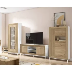 Composición de Salón de 318 cm Blanco / Naturale / Rayado GNESIS LINE