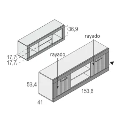 Composición de Salón de 318 cm Blanco / Naturale / Rayado GNESIS LINE