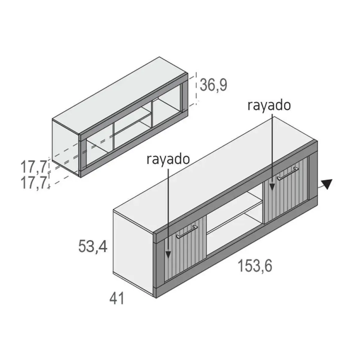 Composición de Salón de 318 cm Blanco / Naturale / Rayado GNESIS LINE