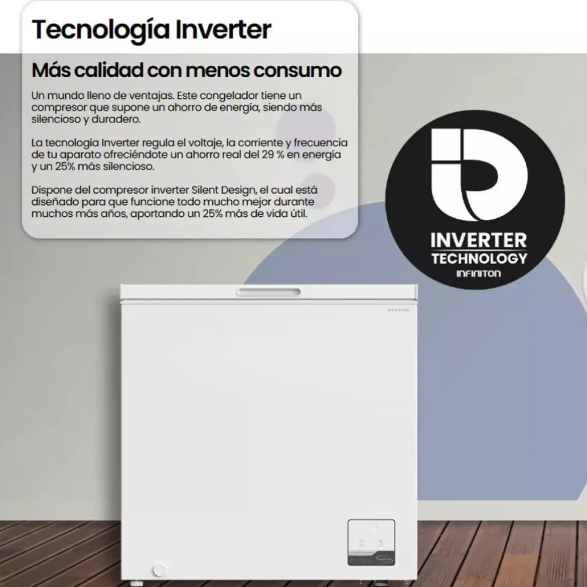 Congelador Horizontal INFINITON 199 L Clase E CH-20H86WEH