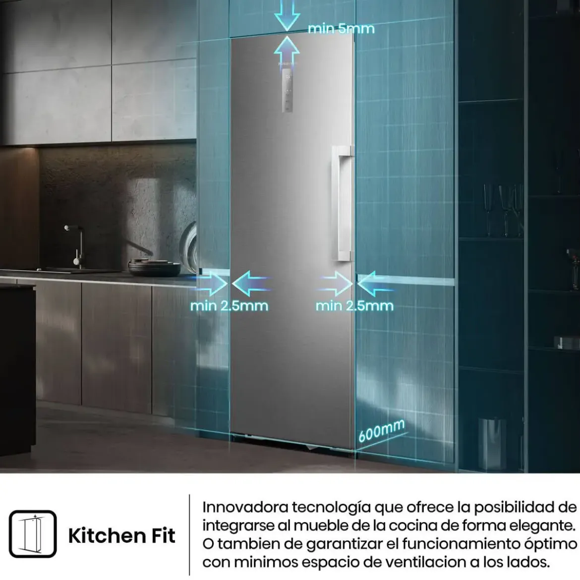 Congelador Vertical HISENSE FT3K310SAIE1 No Frost 312L Inox Display Exterior