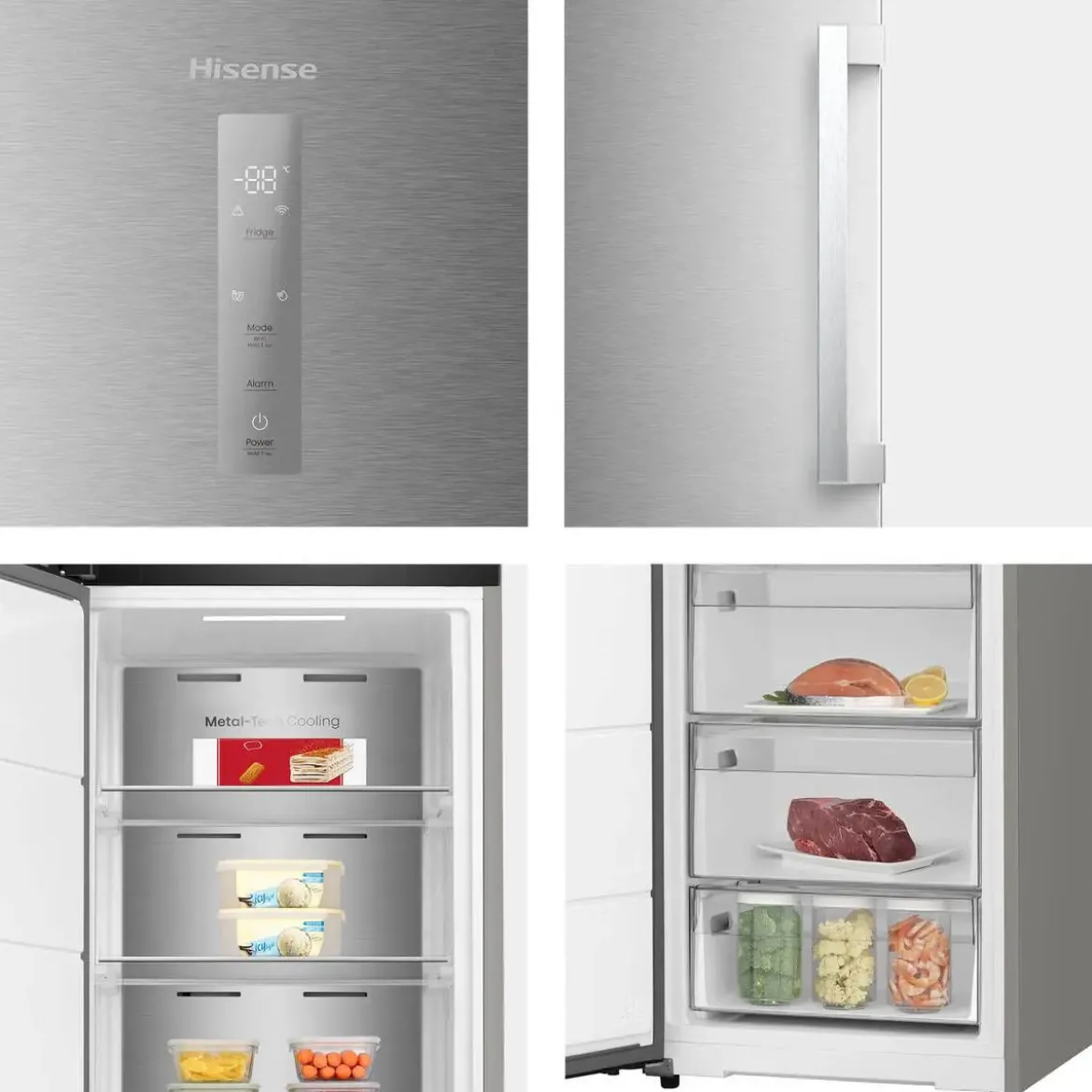 Congelador Vertical HISENSE FT3K310SAIE1 No Frost 312L Inox Display Exterior