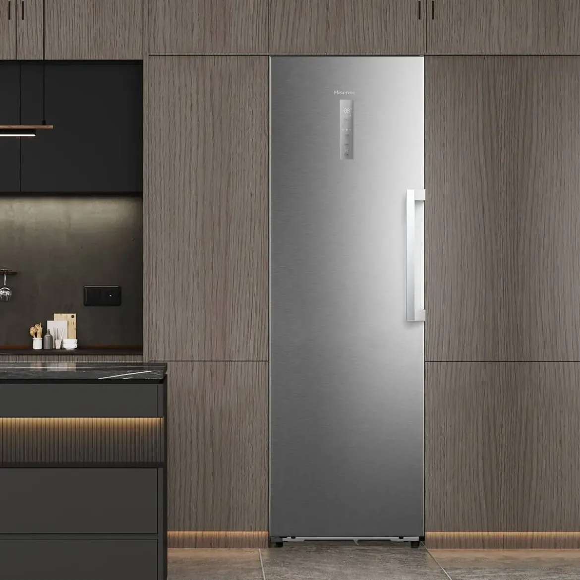 Congelador Vertical HISENSE FT3K310SAIE1 No Frost 312L Inox Display Exterior