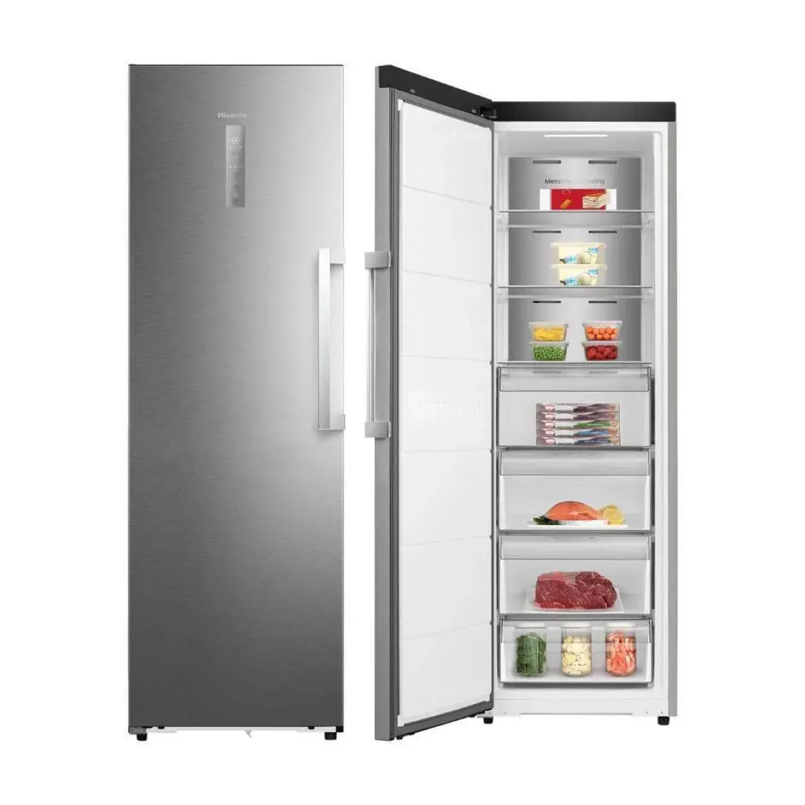 Congelador Vertical HISENSE FT3K310SAIE1 No Frost 312L Inox Display Exterior