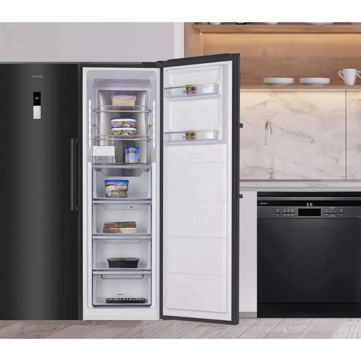 Congelador Vertical INFINITON No Frost E 185cm Inox CV-19DST