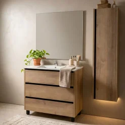 Conjunto de Baño 80 cm con Columna Color Medieval Medio FAMILY TECH