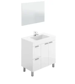 Conjunto de Baño 80 cm con 2 Puertas Blanco Brillo AKTIVA 305450BO