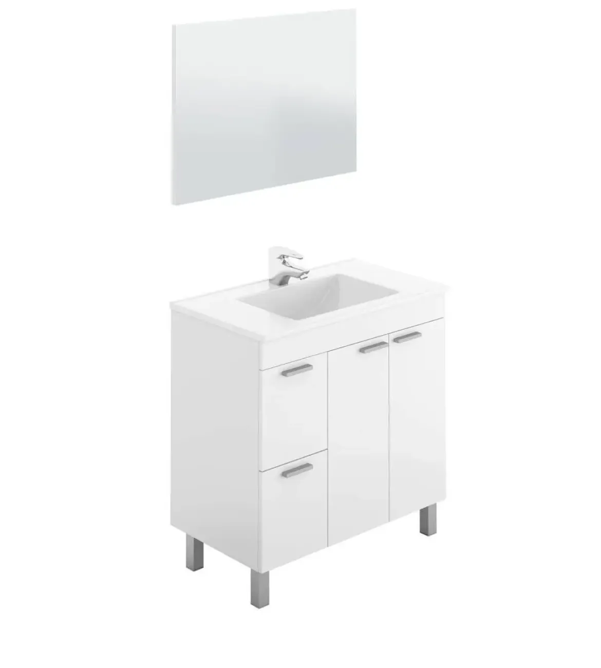 Conjunto de Baño 80 cm con 2 Puertas Blanco Brillo AKTIVA 305450BO
