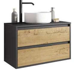 Conjunto de Baño en Negro y Roble con Lavabo ARLET
