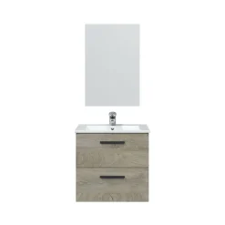 Conjunto de Baño Suspendido 60 cm con Espejo Roble Alaska NOA 305180C