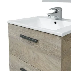Conjunto de Baño Suspendido 60 cm con Espejo Roble Alaska NOA 305180C