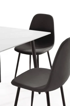 Conjunto de Comedor con Mesa de Cerámica y 4 Sillas Tapizadas FIORDO