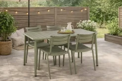 Conjunto de Comedor Exterior 4 Sillas Apilables Verde Menta MB-224152