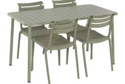 Conjunto de Comedor Exterior 4 Sillas Apilables Verde Menta MB-224152