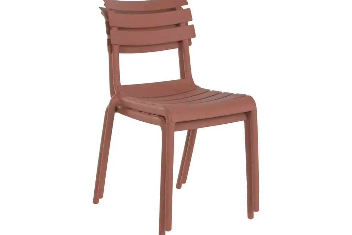 Conjunto de Comedor Exterior 4 Sillas Apilables Terracota MB-224153