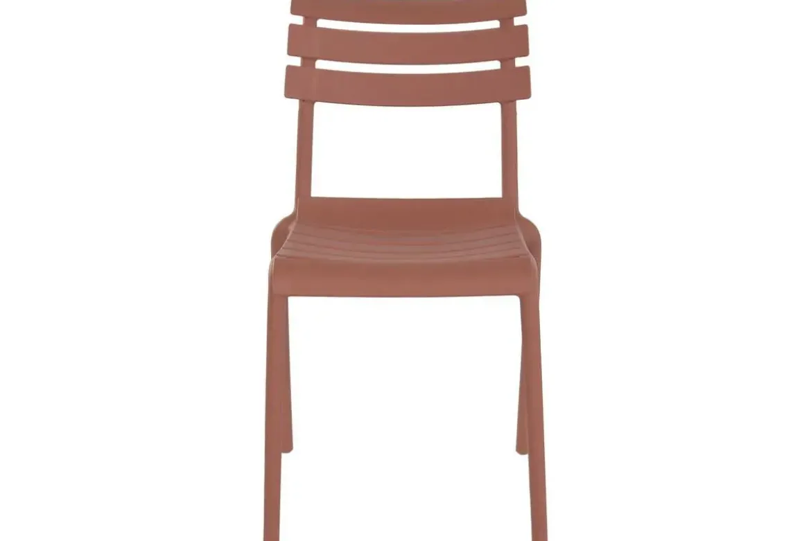 Conjunto de Comedor Exterior 4 Sillas Apilables Terracota MB-224153