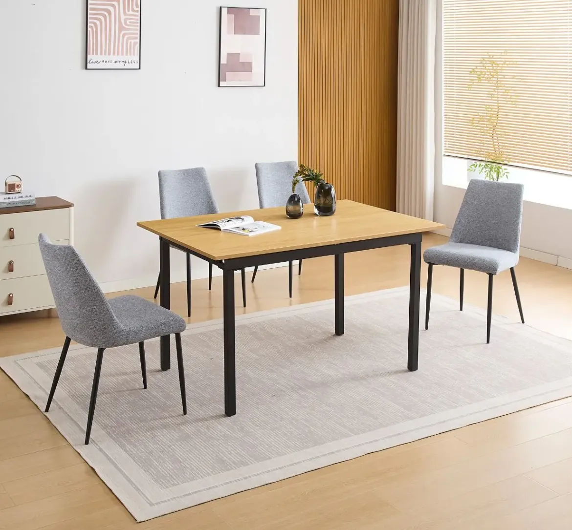 Conjunto de Comedor Mesa Extensible y 4 Sillas CAMDEN MORGAN