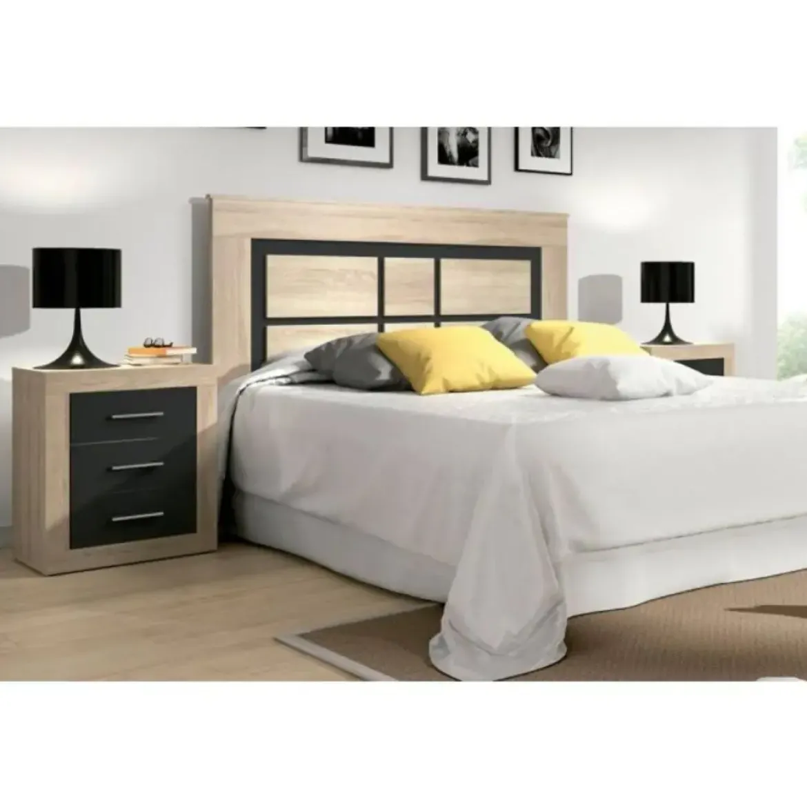 Conjunto de Dormitorio con Cabecero y 2 Mesitas Lara