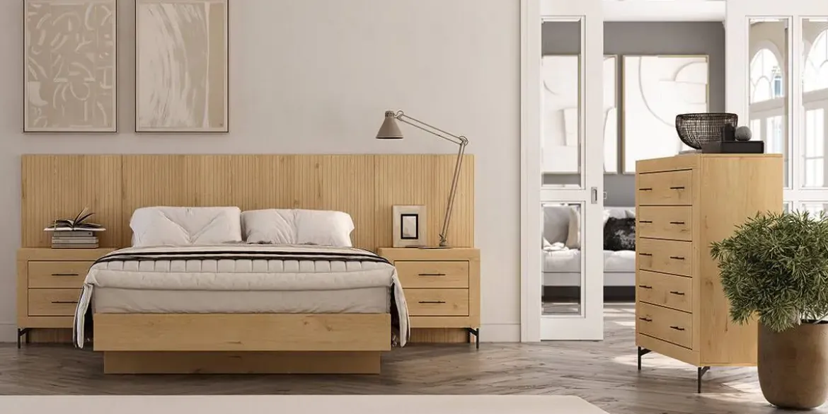 Conjunto de Dormitorio JORDAN EVO de melamina en roble Nº 6