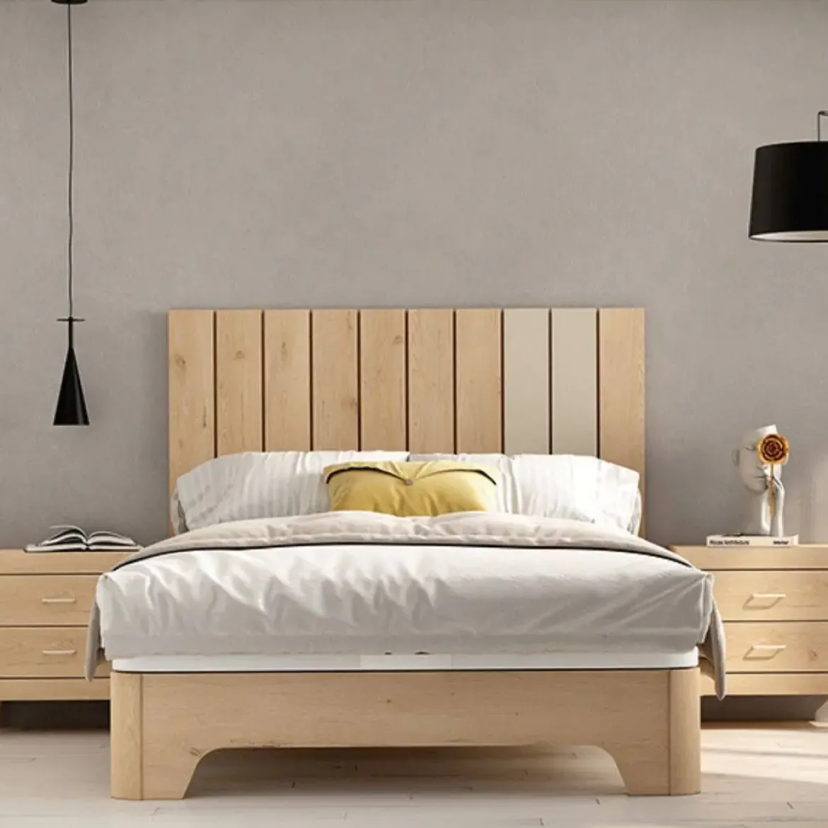 Conjunto de Dormitorio JORDAN EVO En Acabados Roble Natural y Perla Nº 12