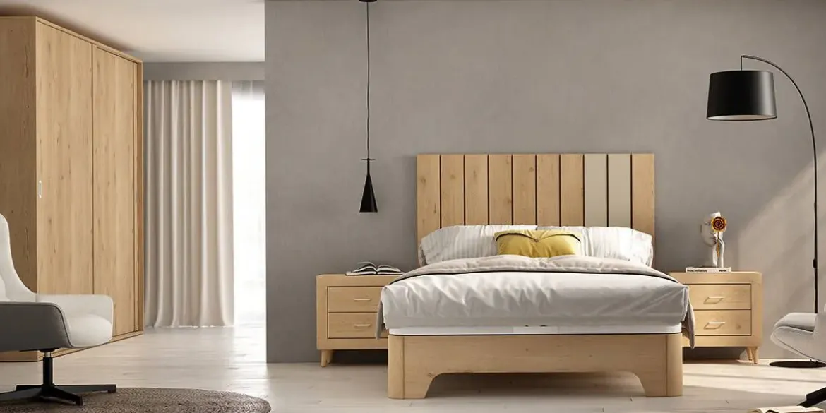 Conjunto de Dormitorio JORDAN EVO En Acabados Roble Natural y Perla Nº 12