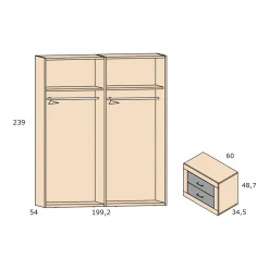 Conjunto de Dormitorio JORDAN EVO Color Blanco y Roble Nº 29